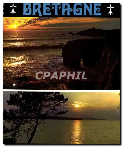 Moderne Karte Couleurs de Bretagne Sunset on the coast