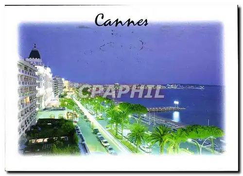 Cartes postales moderne La Cote d'Azur Inoubliable Cannes A M la Croisette by night