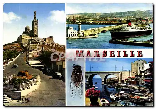 Moderne Karte Marseille Notre Dame de la Garde depart d'un courrier Vallon des Auffes