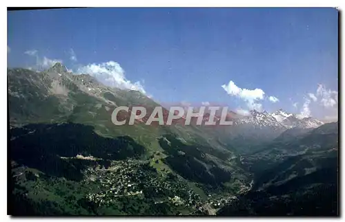 Moderne Karte Meribel Savoie vue generale de la Station et Meribel Mottaret dent de Burgin et Mont Vallon