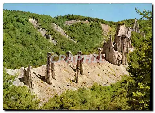 Moderne Karte Les Alpes sur la route Savines le Lac Barcelonnette les demoiselles Coiffees du Sauze Curiosite