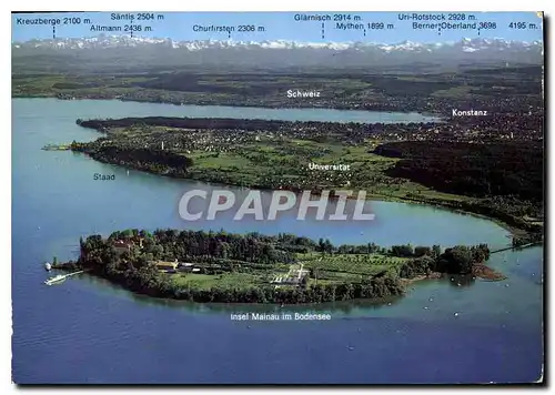 Cartes postales moderne Insel Mainau im Bodensee mit Blick auf Staad Konstanz und die Schweiz