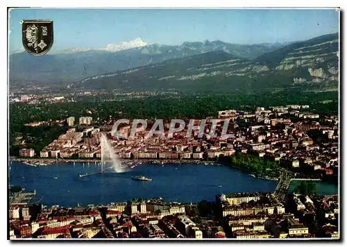 Cartes postales moderne Geneve vue aerienne de la Ville et le Mont Blanc