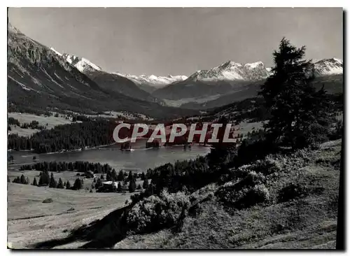 Cartes postales moderne Lenzerheide Valbella Heidsee mit Oberhalbsteinet Bergen