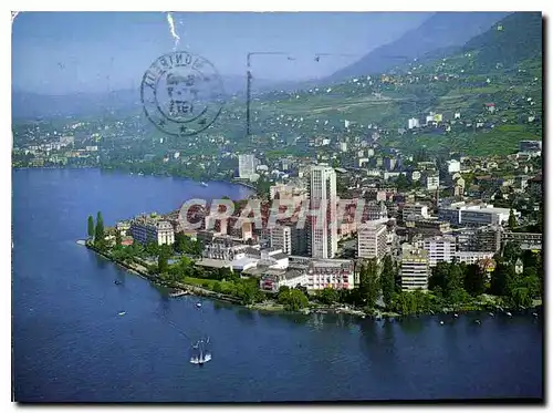 Cartes postales moderne Montreux et Clarens Las Leman vue aerienne
