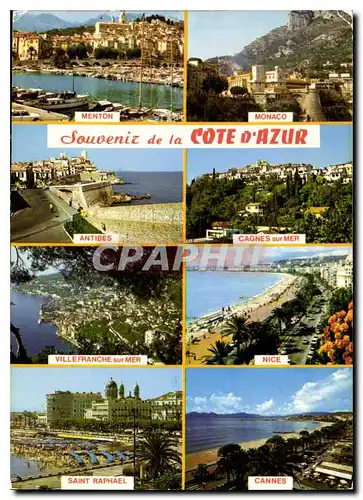 Cartes postales moderne Souvenir de la Cote d'Azur Menton Monaco Antibes Cagnes sur mer Villefranche sur mer Nice Saint