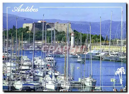 Moderne Karte La Cote d'Azur Inoubliable French Riviera Antibes A M le Port et le Fort Carre