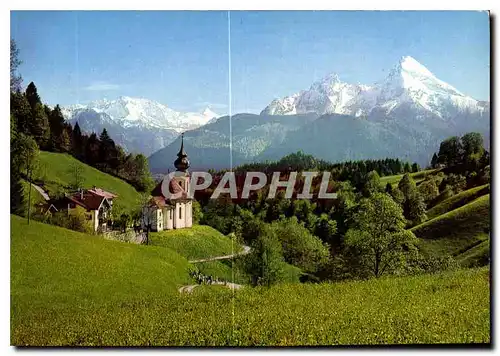 Moderne Karte Maria Gern mit Funtenseetauern Schonfeldspitze und Watzmann