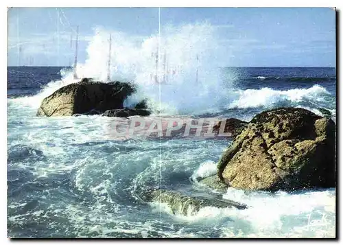 Moderne Karte Couleurs de Bretagne Effets de Vagues par grosse mer