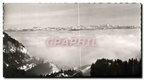 Moderne Karte La Route Blanche Paris Geneve la mer de brouillards le Mont Blanc et les Alpes vus du Col de la