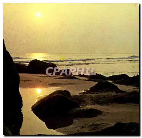 Moderne Karte La Bretagne en Couleurs Maree basse au soleil couchant