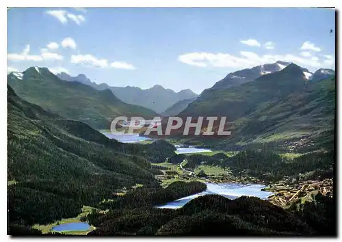 Cartes postales moderne Blick von Muottas Muragl auf die Oberengadiner Seen