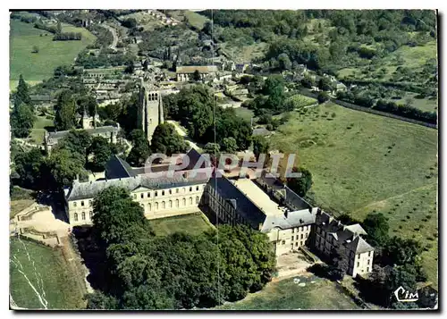 Moderne Karte Abbaye du Bec Hellouin Eure Vue aerienne Cour de France et Cour d'Aoste