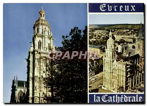 Moderne Karte Normande France Evreux En avion sur la Cathedrale Detail de la Cathedrale