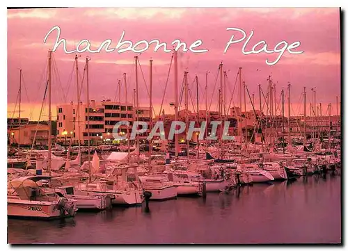 Moderne Karte Narbonne Plage Aude Crepuscule sur le Port