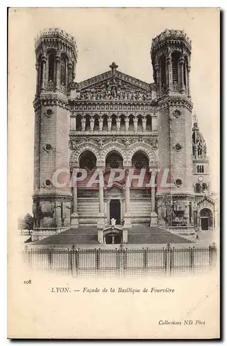 Cartes postales Lyon Facade de la Basilique de Fourviere