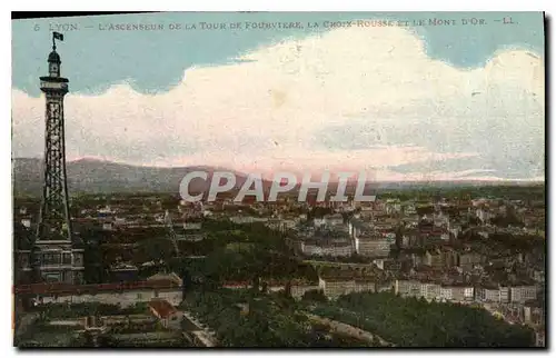 Cartes postales Lyon L'Ascenseur de la Tour de Fourviere la Croix Rousse et le Mont d'Or