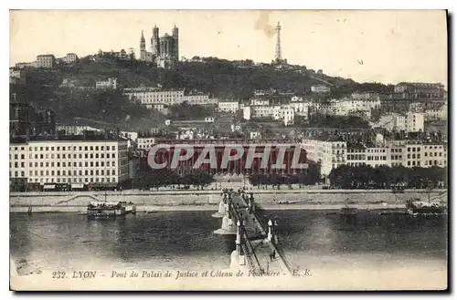 Cartes postales Lyon Pont du Palais de Justice et Coteau de Fourviere