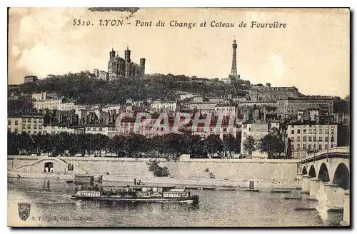 Cartes postales Lyon Pont du Change et Coteau de Fourviere