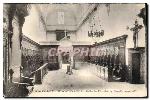 Ansichtskarte AK Chartreuse de Montrieux Stalles des Peres dans la Chapelle conventuelle