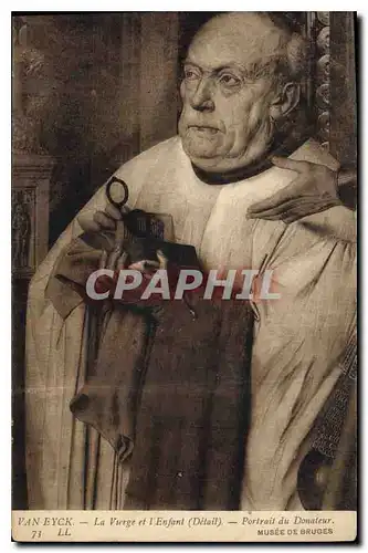 Cartes postales Van Eyck La Vierge er l'Enfant Detail Portrait du Donateur