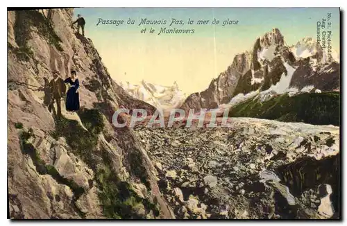 Cartes postales Passage du Mauvais Pas la mer de glace et le Montenvers