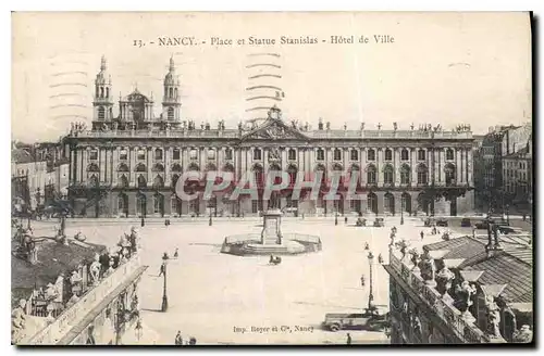 Cartes postales Nancy  Place et Statue Stanislas Hotel de Ville