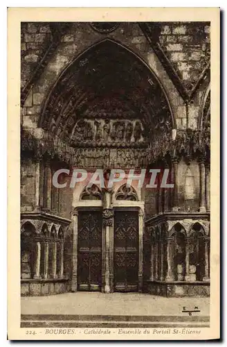 Cartes postales Bourges Cathedrale Ensemble du Portail St Etienne