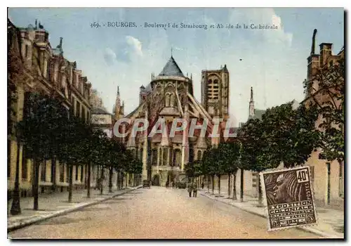 Cartes postales Bourges Boulevard l de Strasborg et Abside de la Cathedrale