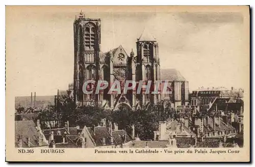 Cartes postales Bourges Panorama vers la Cathedrale Vue prise du Palais Jacques Coeur