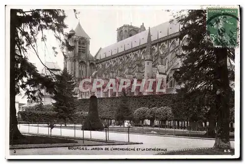 Cartes postales Bourges Jardin de L'Archeveche et la Cathedrale