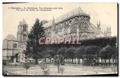 Cartes postales Bourges La Cathedrale Vue Generale cote Sud Vue prise du Jardinde l'Archeveche