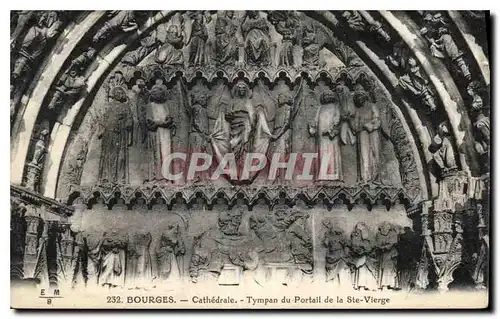 Ansichtskarte AK Bourges Cathedrale Tympan du Portail de la Sta Vierge