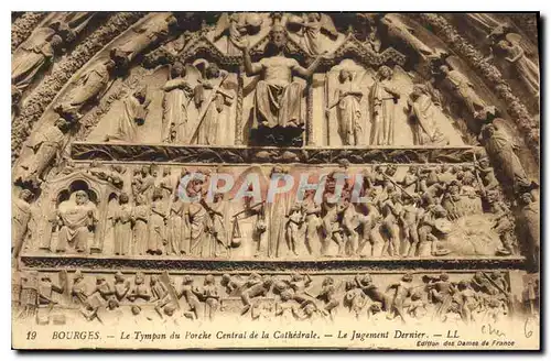 Cartes postales Bourges Le ympan du Porche Central de la Cathedrale Le Jugement Dernier