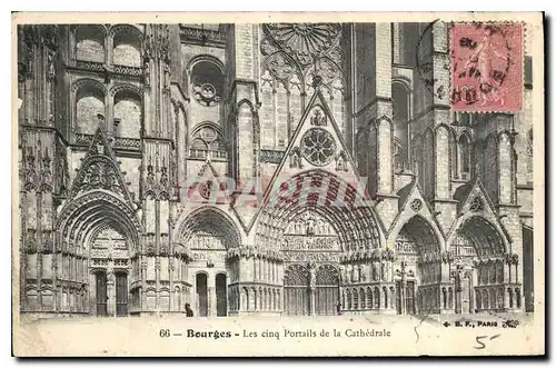 Cartes postales Bourges Les cinq Portails de la Cathedrale