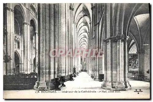 Cartes postales Bourges Interieur de la Cathedrale Nef cote Sud