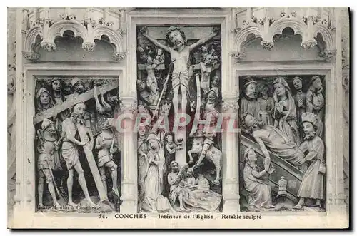 Cartes postales Conches Interieur de l'Eglise Retable sculpte