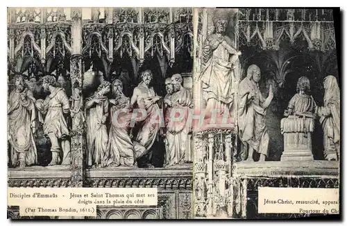 Cartes postales Disciples d'Emmands Jesus et Saint Thomas qui met ses doigts dans la plate du cote Chartres