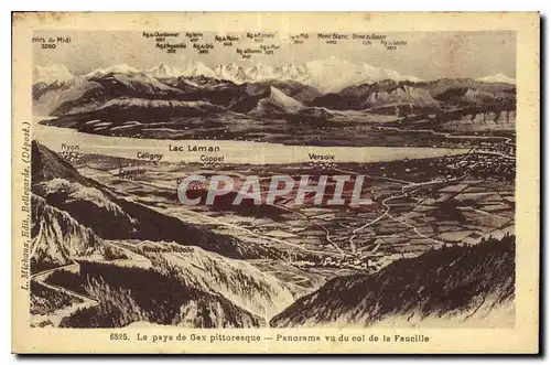 Cartes postales Le pays de Gex pittoresque Panorama vu du col de la Faucille