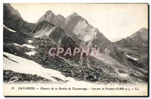 Cartes postales Gavarnie Chermin de la Breche de Tuquerouge Vue sur le Pimene