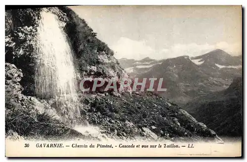 Cartes postales Gavarnie Chemin du Pimene Cascade et vue sur le Taillon