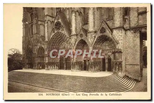 Ansichtskarte AK Bourges Les Cing Portails de la Cathedrale