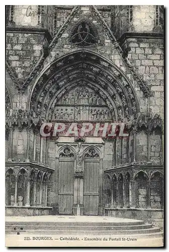 Cartes postales Bourges Cathedrale Ensemble du Portail St Ursin