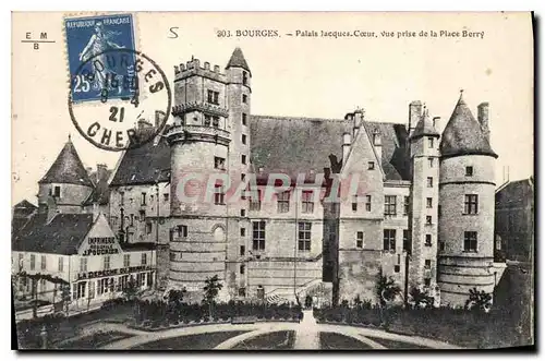 Cartes postales Bourges Palais Jacques Coeur vue prise de la Place Berry