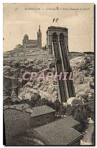 Ansichtskarte AK Marseille l'Ascenseur et Notre Dame de la Garde