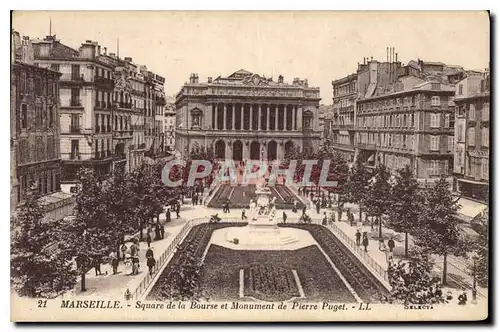 Ansichtskarte AK Marseille Square de la Bourse et Monument de Pierre Puget