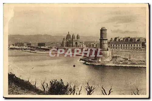 Ansichtskarte AK Marseille Bouches du Rhone le Fort St Jean et la Cathedrale