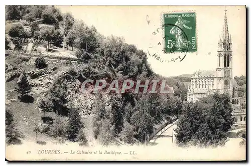 Ansichtskarte AK Lourdes le Calvaire et la Basilique