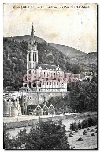 Ansichtskarte AK Lourdes la Basilique les Piscines et la Grotte