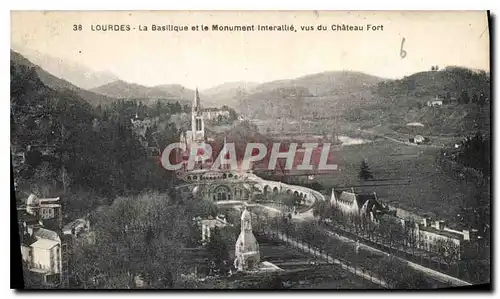 Ansichtskarte AK Lourdes la Basilique et le monument interallie vus du Chateau Fort